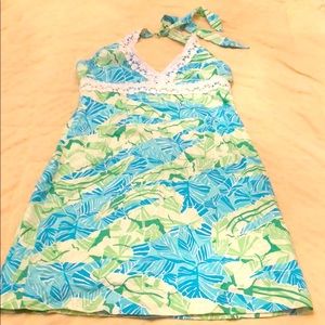 Lilly Pulitzer Lace Trim Halter Palms Sundress